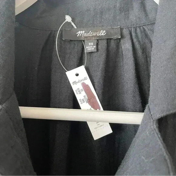 Madewell Lightspun Cover-Up Mini Shirtdress Black XS NWT - Picture 8 of 8